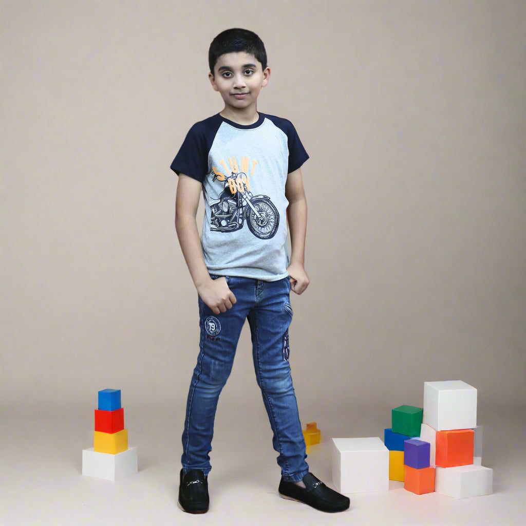 Raglan Sleeve Stunt Boy Graphic T-shirt