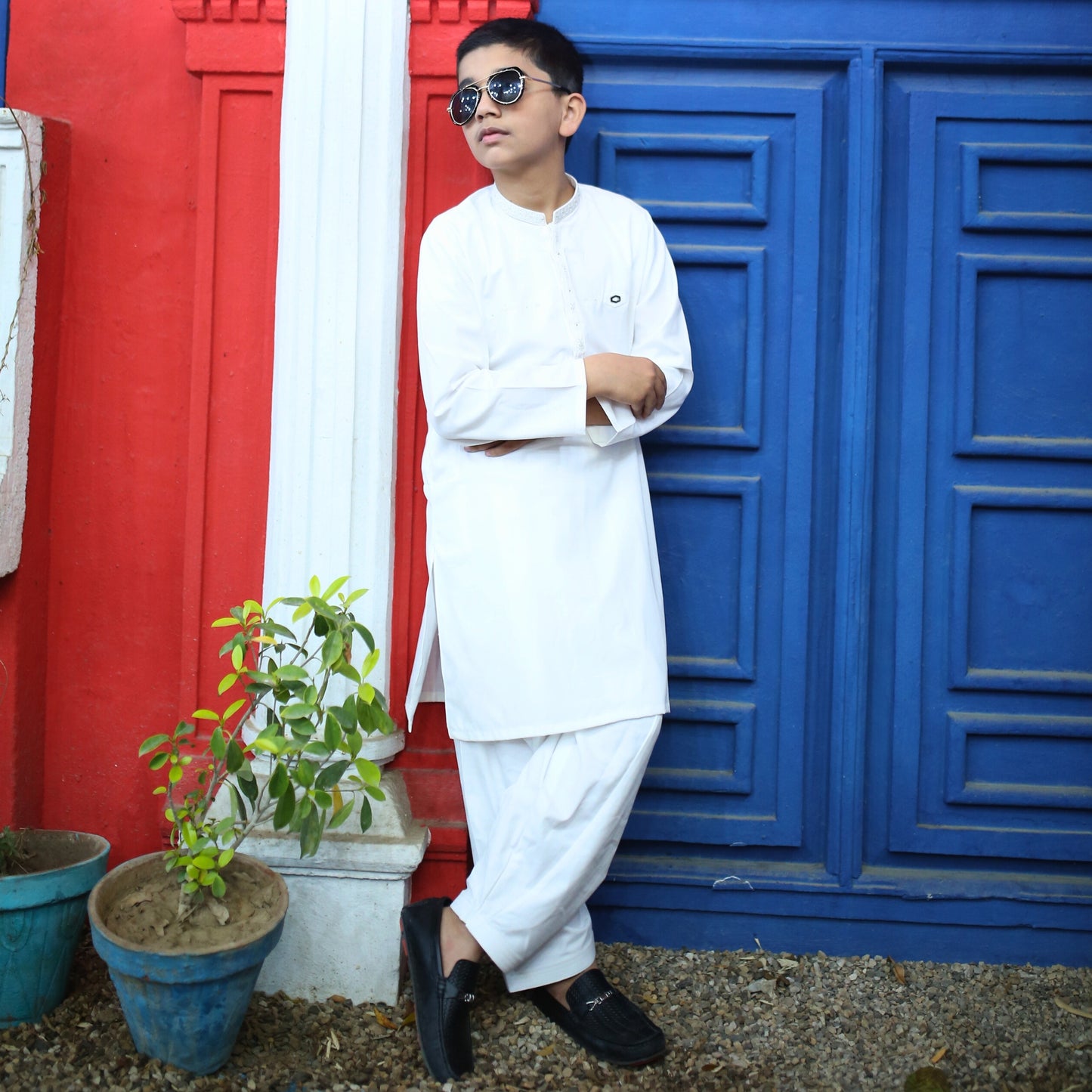 Beige Off white Kurta Trouser