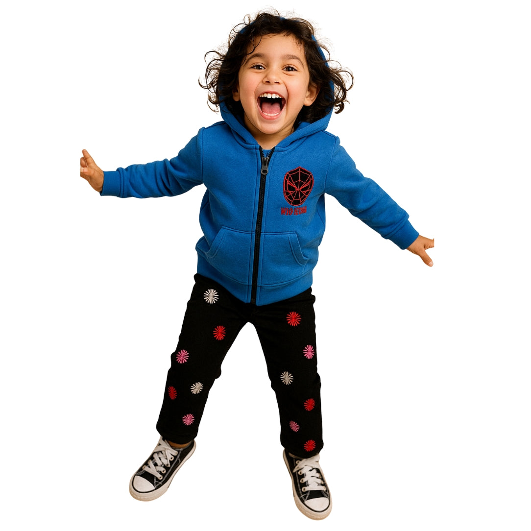 LittleLux Boys Web-Head Winter Hoodie – Soft Fleece, Zip-Up, Warm & Stylish