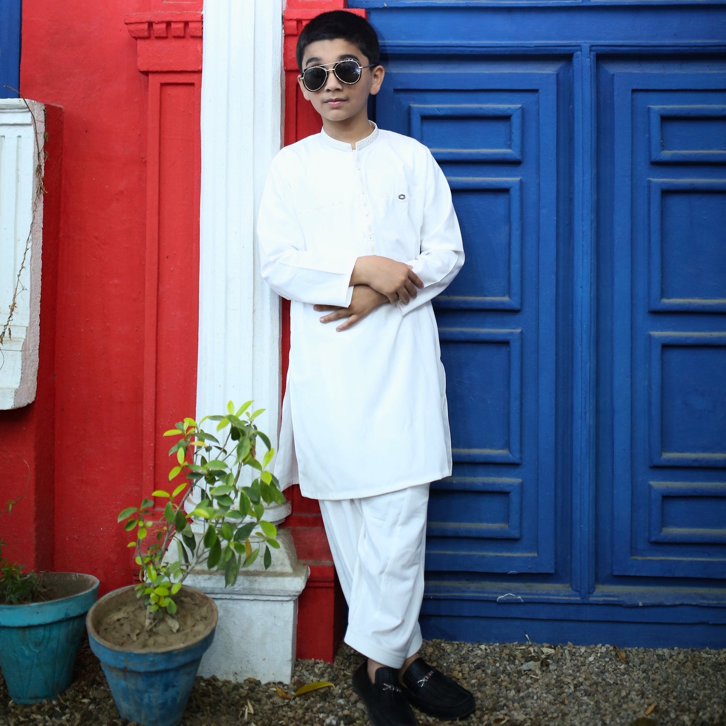 Beige Off white Kurta Trouser