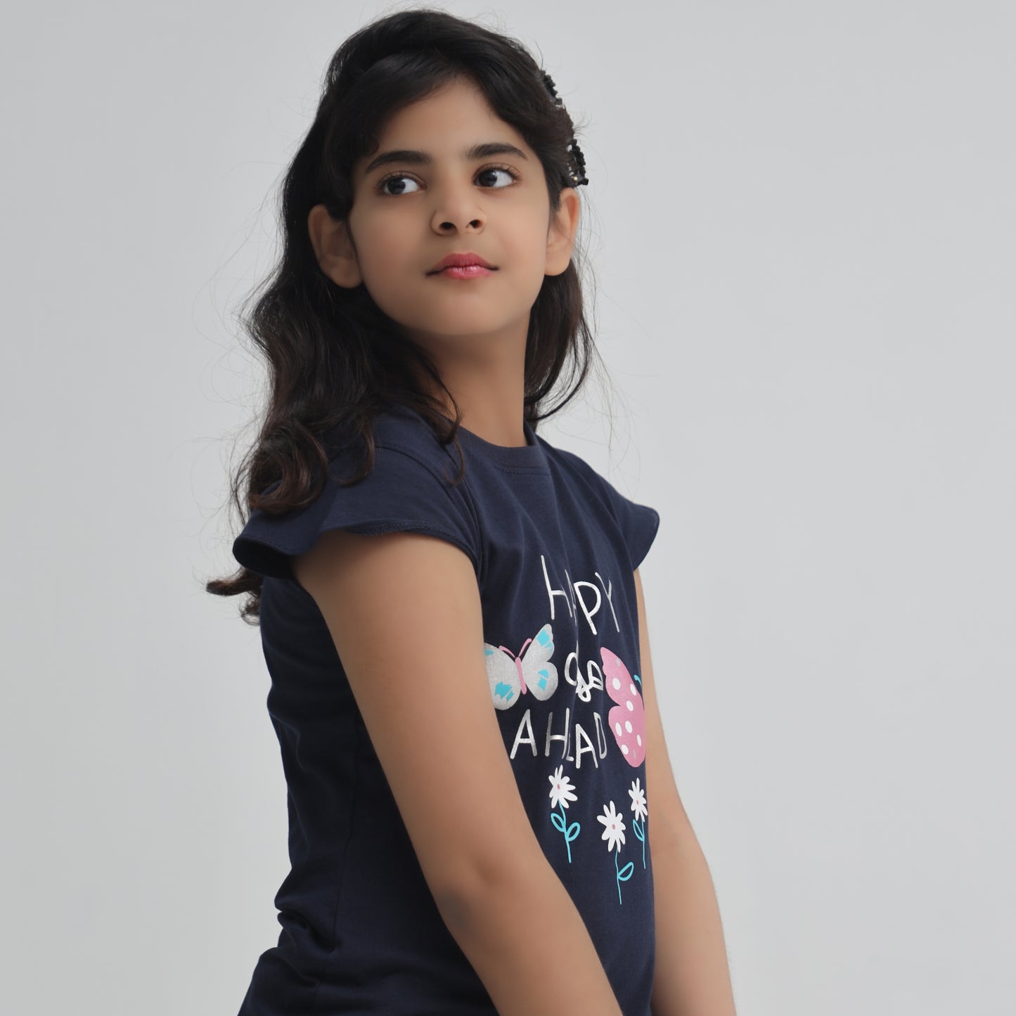 Happy Days Ahead Navy Blue T-Shirt for Girls