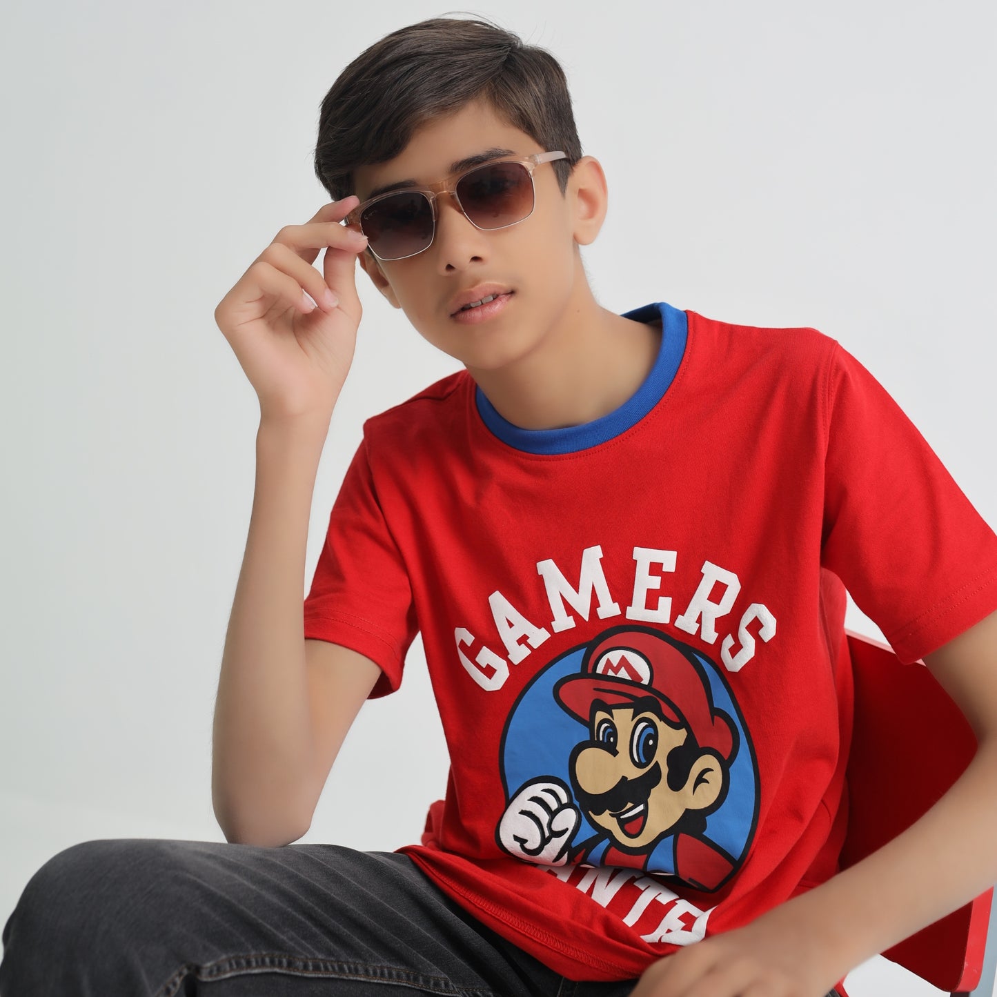 Boys Red Gamers Wanted T-Shirt – Mario Gamer Tee | Little Lux