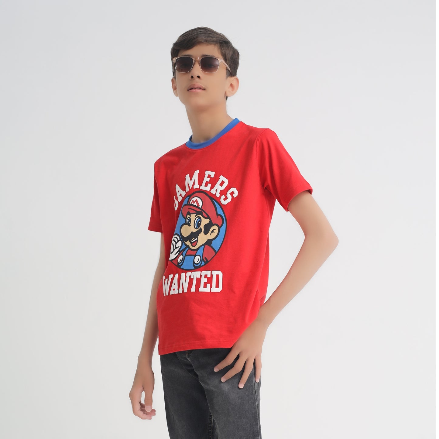 Boys Red Gamers Wanted T-Shirt – Mario Gamer Tee | Little Lux