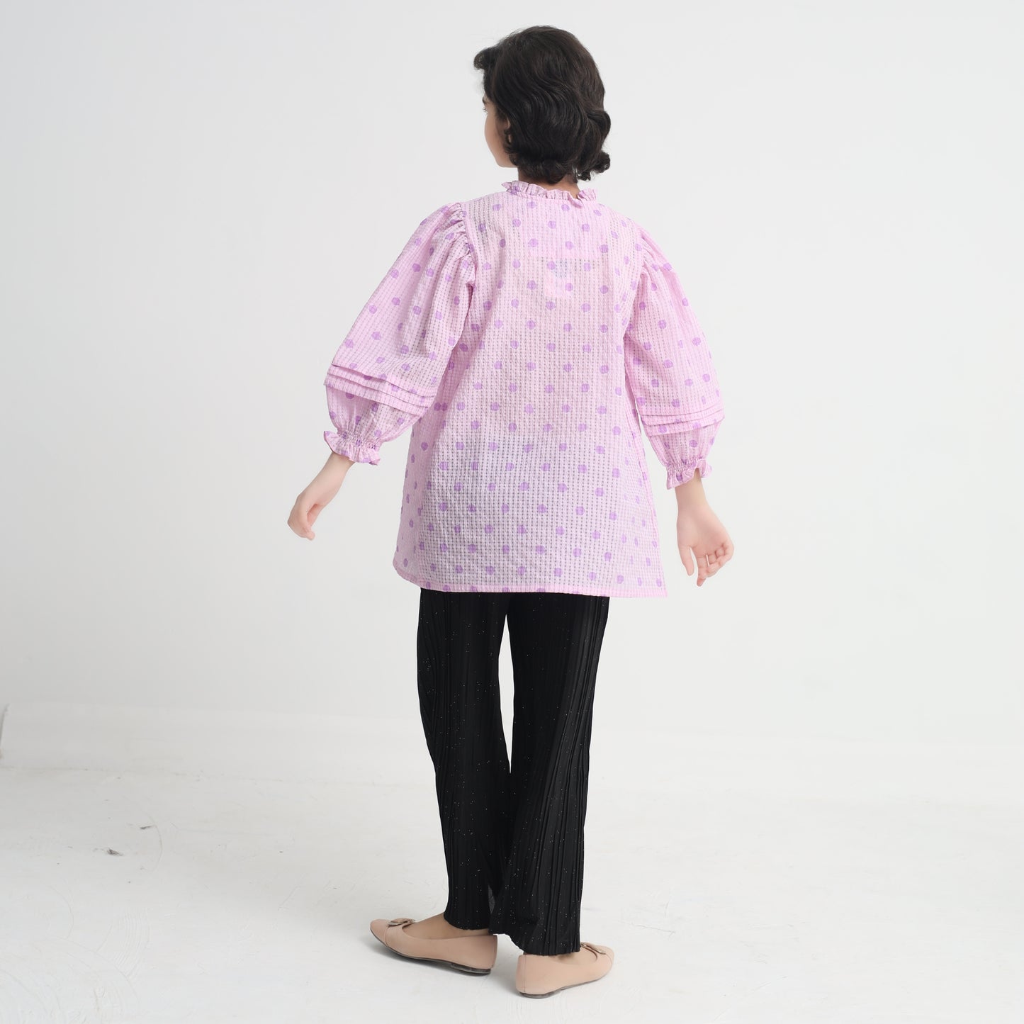 Lavender Puff Sleeve Girls Frock