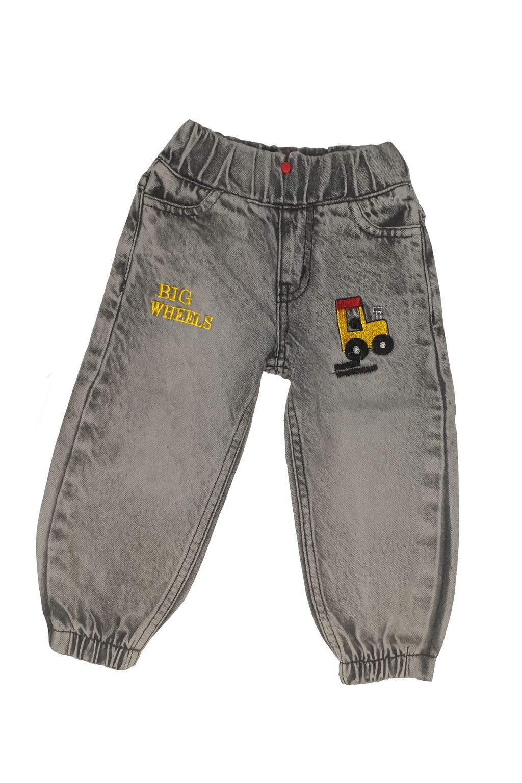 Boys Grey “Big Wheels” Embroidered Jogger Jean