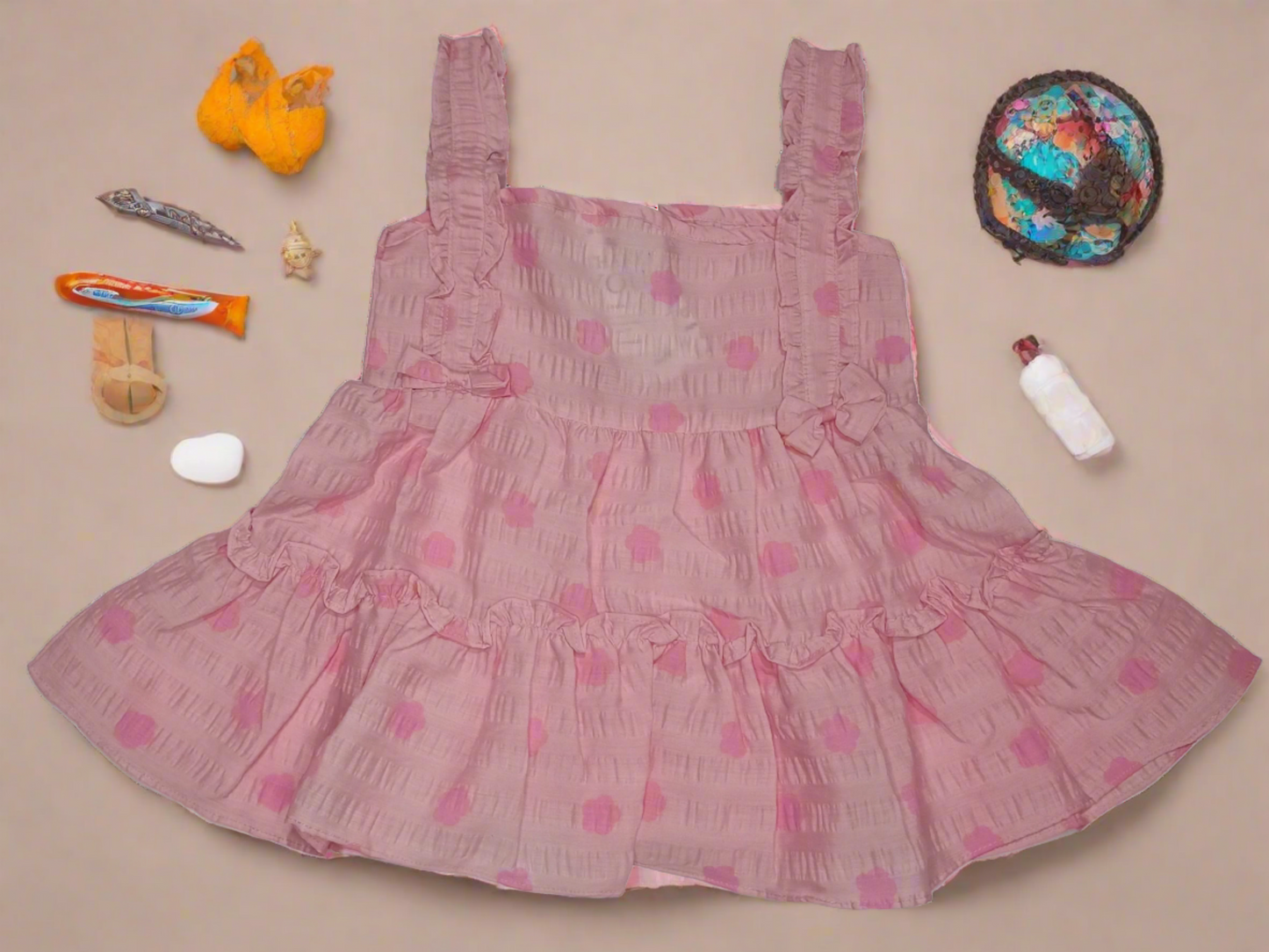 Pink dot Frock Special Imported Fabric