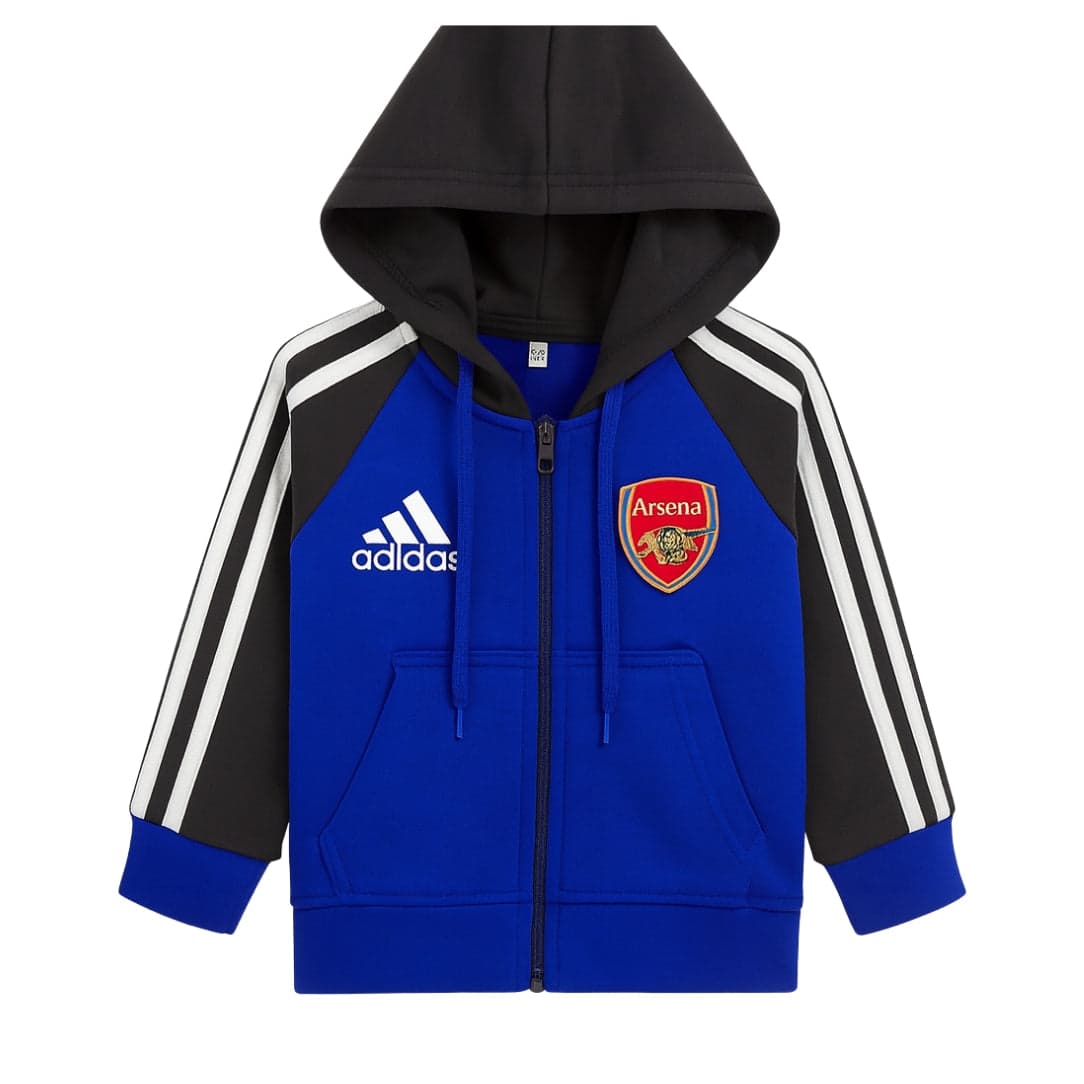 LittleLux Arsenal-Inspired Unisex Blue & Black Hoodie – Soft Fleece, Zip-Up, Sporty Winter Wear – thumbnail 2