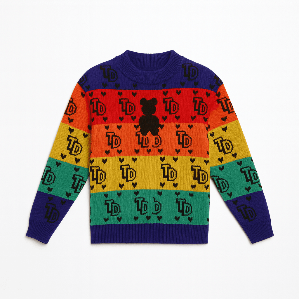 LittleLux Unisex Rainbow Knitted Winter Sweater – Soft, Warm & Colorful – thumbnail 3