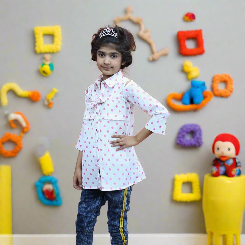 Pink dot White shirt – thumbnail 2