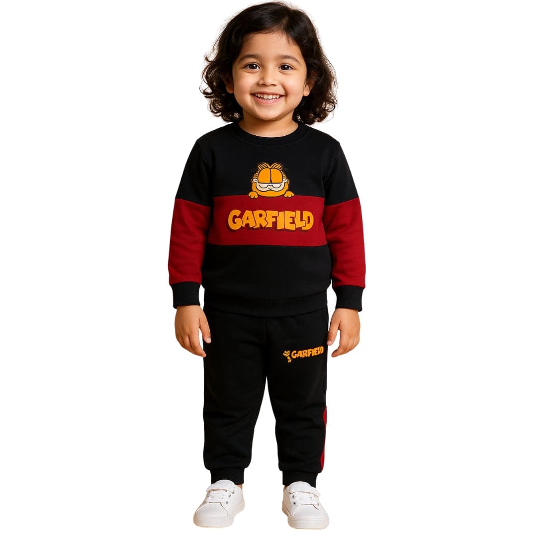 Garfield Unisex Black & Maroon Tracksuit – Soft, Cozy & Super Cute – thumbnail 2