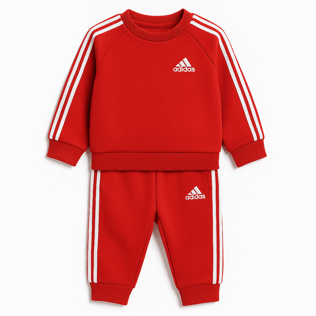 LittleLux Red Adidas-Inspired Unisex Winter Tracksuit – Soft Fleece Sweatshirt & Joggers – thumbnail 3