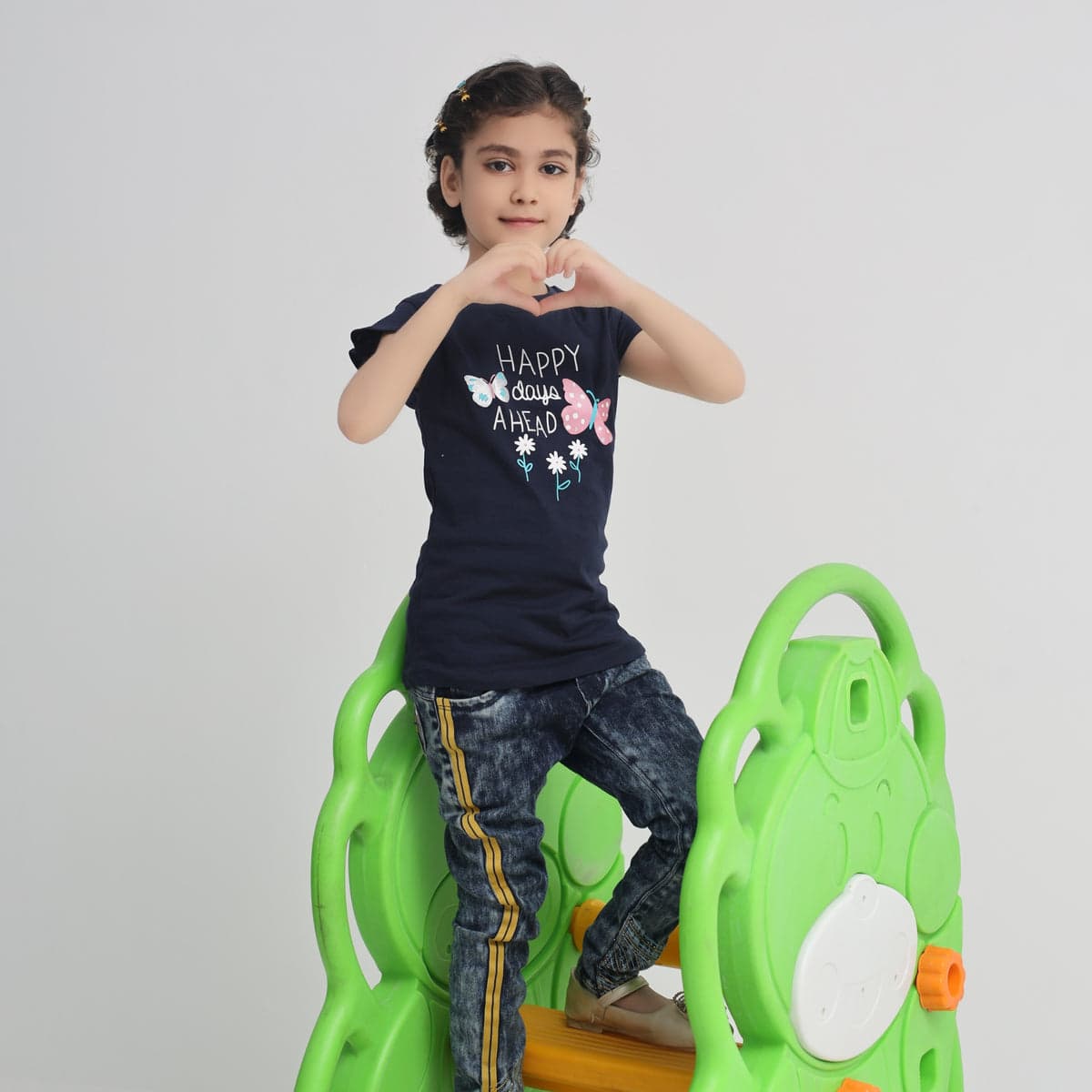 Happy Days Ahead Navy Blue T-Shirt for Girls – thumbnail 2