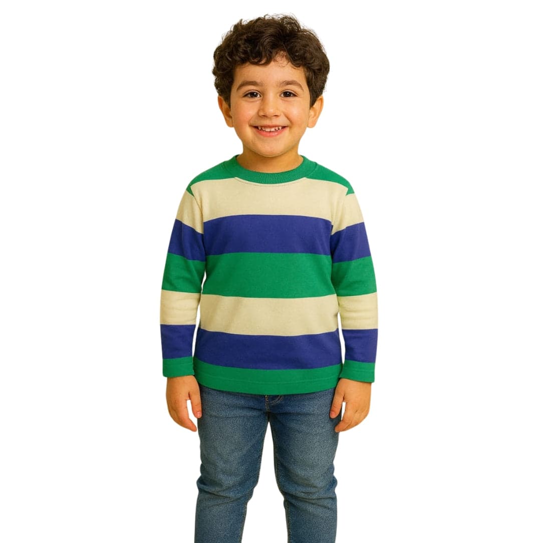 LittleLux Unisex Winter Striped Sweatshirt – Soft Jersey, Cozy & Stylish