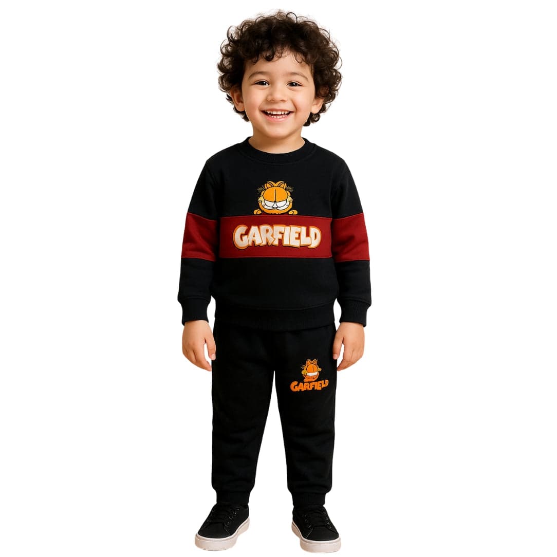 Garfield Unisex Black & Maroon Tracksuit – Soft, Cozy & Super Cute