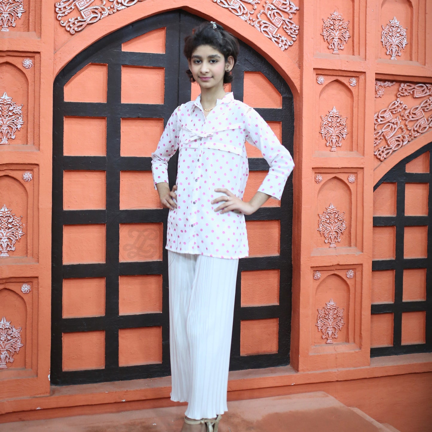 Elegant White Glitter Palazzo Pants for Girls