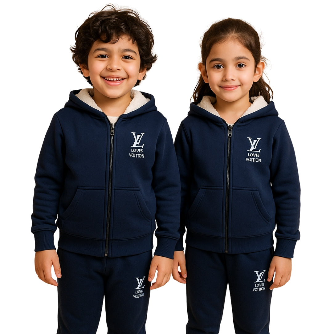 LittleLux Premium Navy Blue Winter Tracksuit – Soft Fleece Hoodie & Joggers