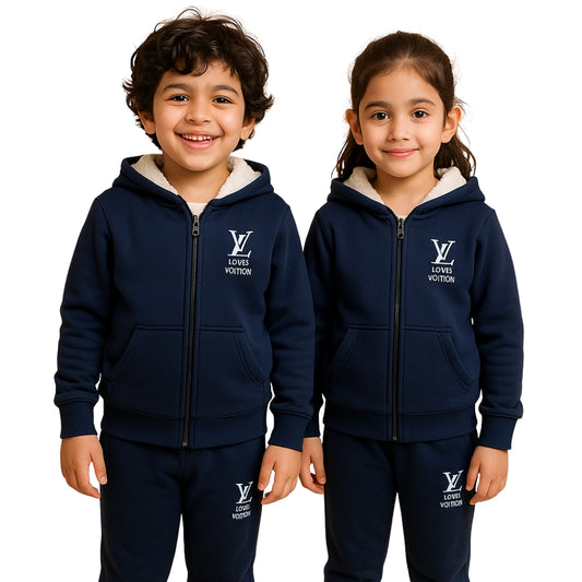 LittleLux Premium Navy Blue Winter Tracksuit – Soft Fleece Hoodie & Joggers