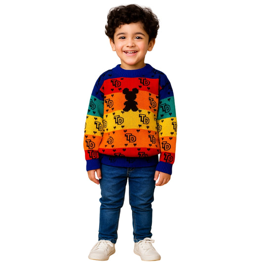 LittleLux Unisex Rainbow Knitted Winter Sweater – Soft, Warm & Colorful