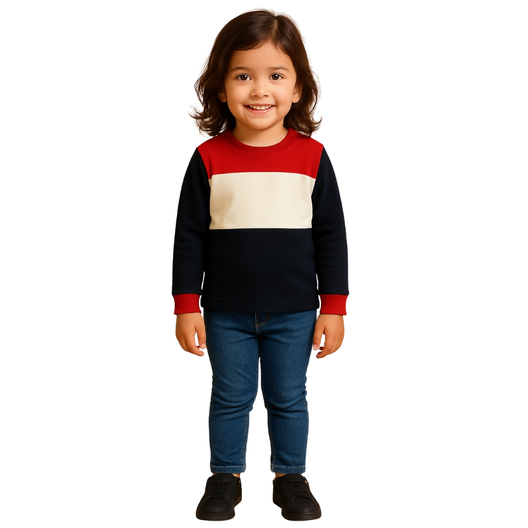 LittleLux Unisex Colorblock Winter Sweatshirt – Soft Jersey, Warm & Stylish