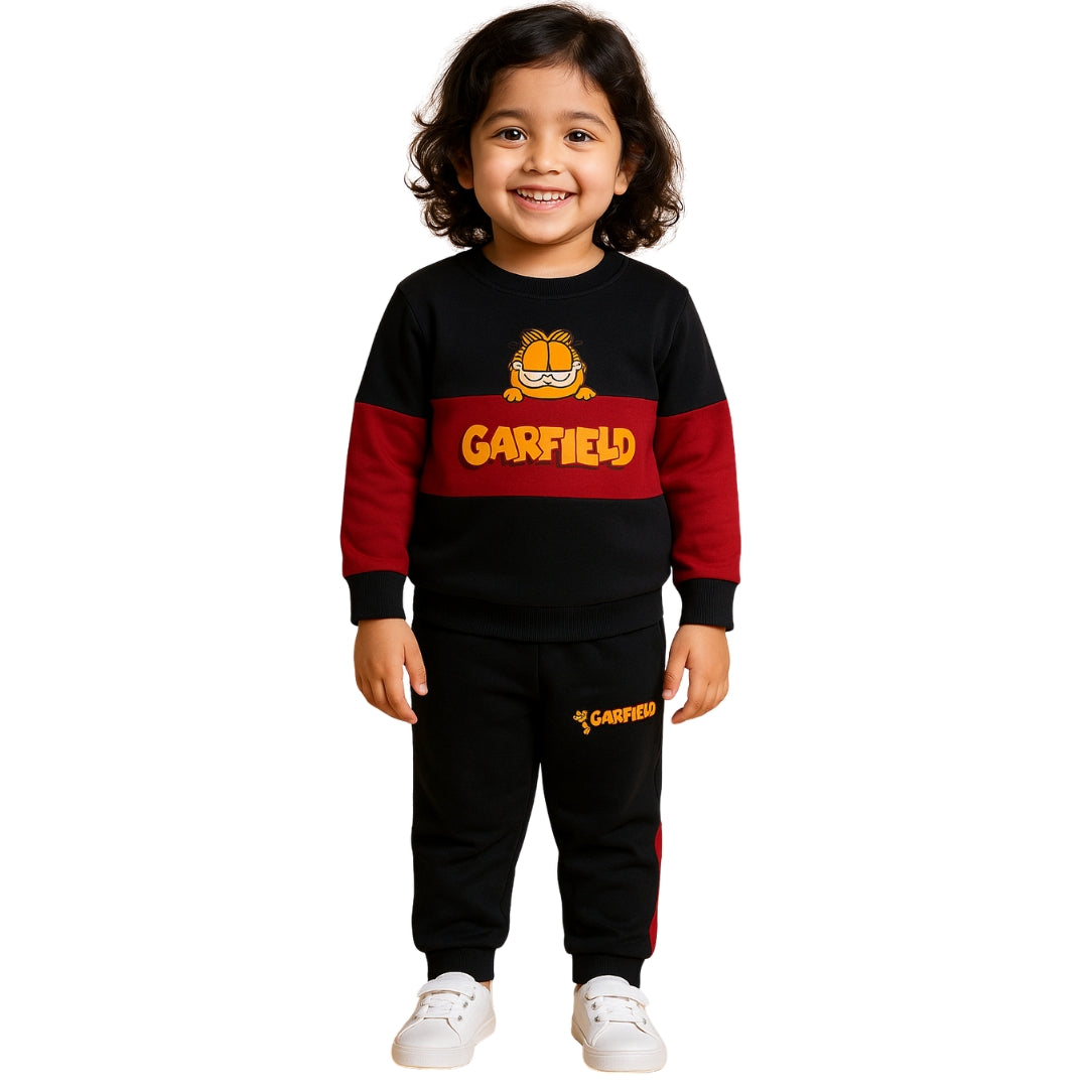 Garfield Unisex Black & Maroon Tracksuit – Soft, Cozy & Super Cute