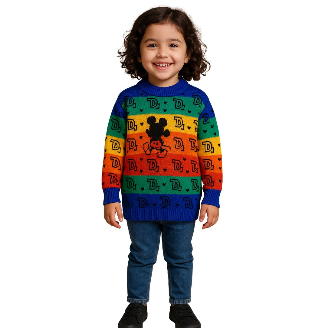 LittleLux Unisex Rainbow Knitted Winter Sweater – Soft, Warm & Colorful
