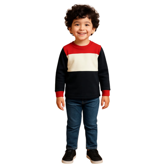 LittleLux Unisex Colorblock Winter Sweatshirt – Soft Jersey, Warm & Stylish