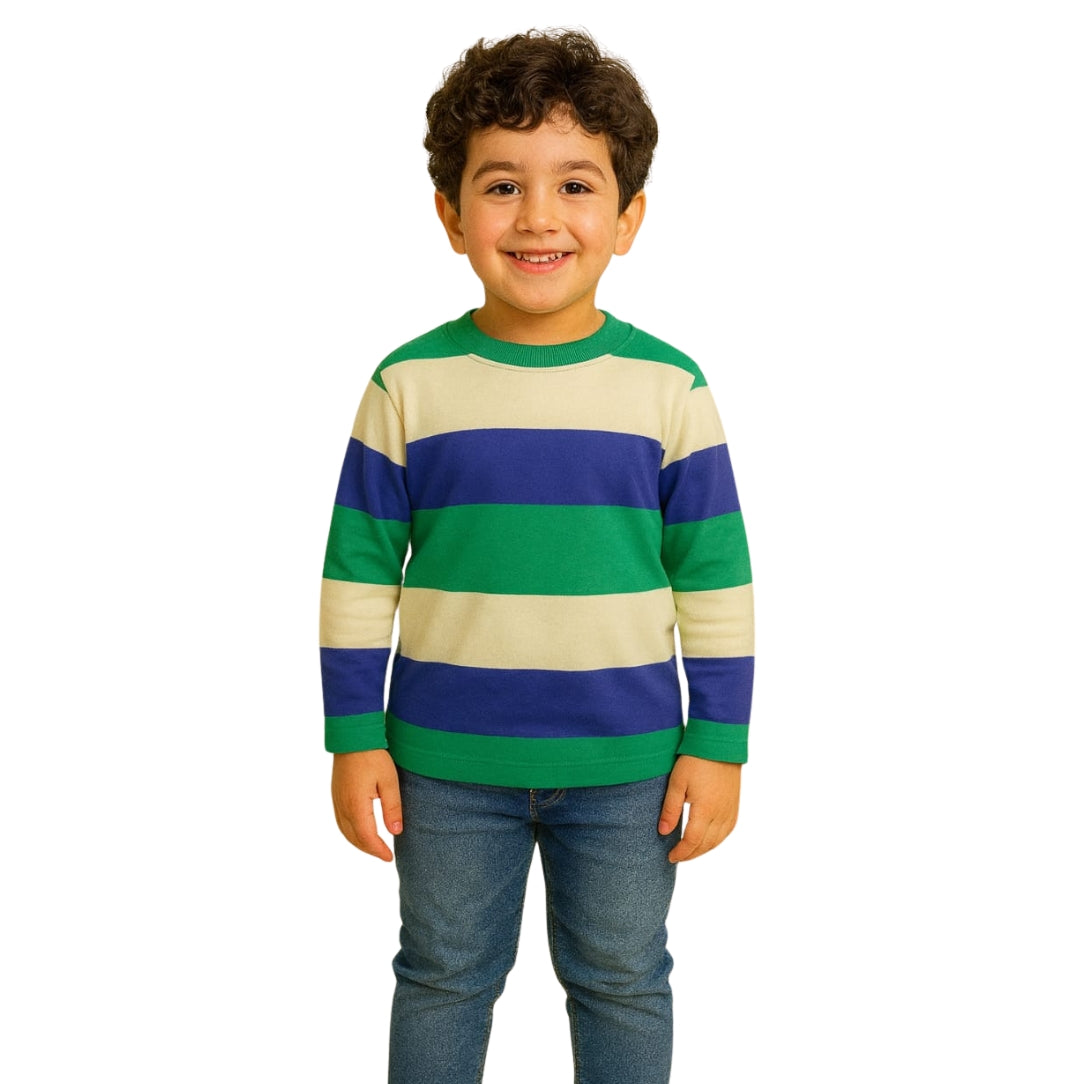 LittleLux Unisex Winter Striped Sweatshirt – Soft Jersey, Cozy & Stylish