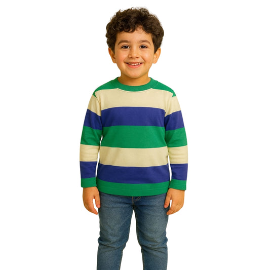 LittleLux Unisex Winter Striped Sweatshirt – Soft Jersey, Cozy & Stylish