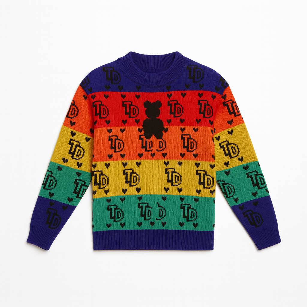 LittleLux Unisex Rainbow Knitted Winter Sweater – Soft, Warm & Colorful
